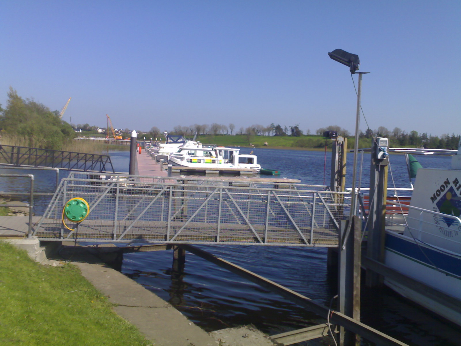 Motor cruisers moored on the River Shannon at Carrick-on-Shannon.